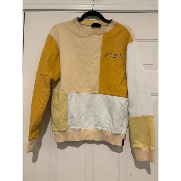 Scotch & Soda Other - Scotch and Soda sz M yellow patchwork sweatshirt with logo #1416